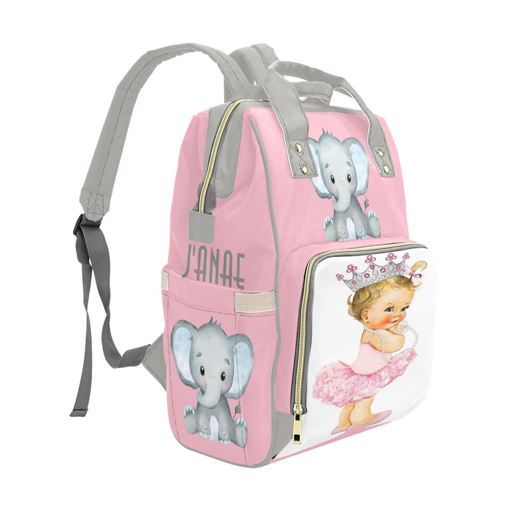 Custom Pink Princess Diaper Bag